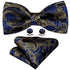 Trendy Patterned Silk Jacquard Plaid Bowtie With Pocket Square And Cufflinks Set For Men Unique Butterfly Party Wedding