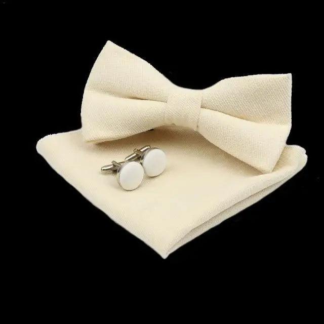 Trendy Tiny Dots Print Bowtie With Pocket Square And Cufflinks Set For Men Retro Butterfly Party Wedding Bowties