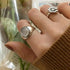 Trendy Vintage Style Silver Couples Rings for Women Sterling Handmade White Agate Elegant Wedding Party Jewelry Gifts