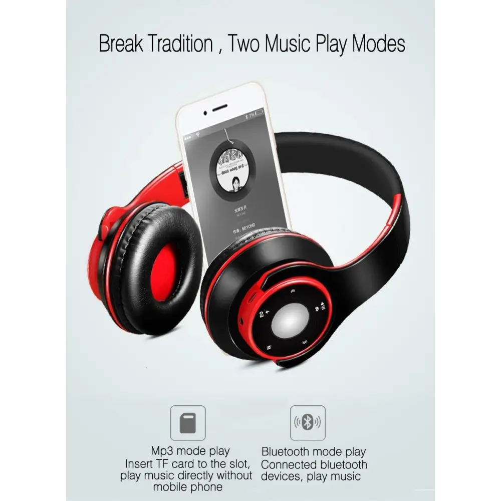 Trendy Wireless Headset Bluetooth Earphones and Headphone Foldable Adjustment Bluetooth Wired Headphones TF Card MP3 FM