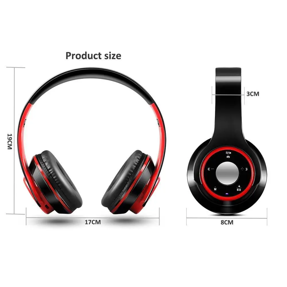 Trendy Wireless Headset Bluetooth Earphones and Headphone Foldable Adjustment Bluetooth Wired Headphones TF Card MP3 FM