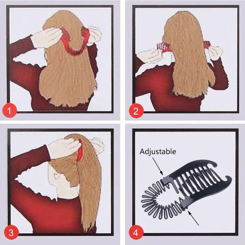 Unique 2pc/set Interlocking Banana Combs Stretch Flexible Hair Combs Clips Flexible Ponytail Hair Clincher Hair