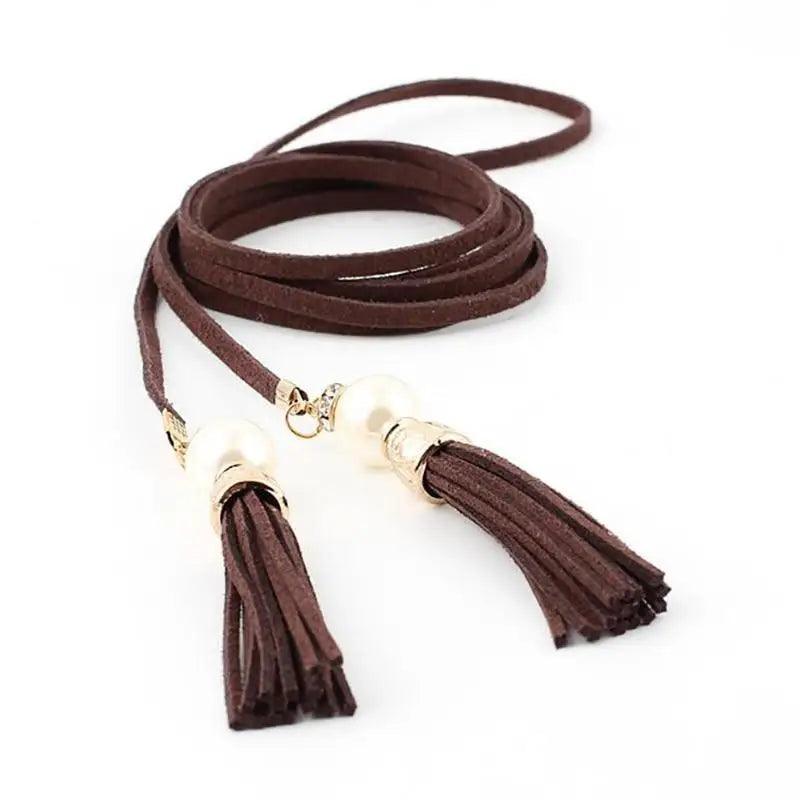 Unique Classic PU Leather Tie Strap Waist Belt For Women Modern Rope Style Design Ladies Waistbands - STIL8489VCNYE