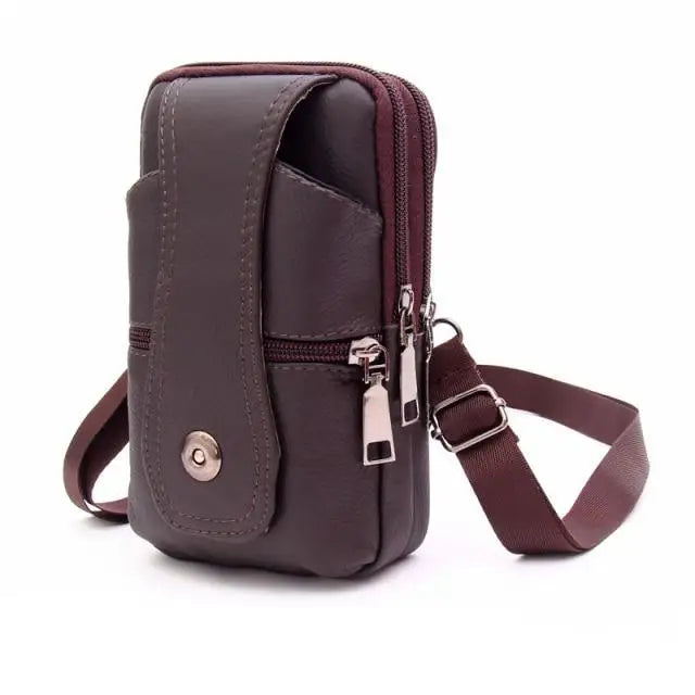 Unique Cross Body Shoulder Bag Classic Texture Creative Delicate Design PU Leather Fanny Waist Bag Elegant Mobile Phone