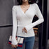 Unique Design All - Match Deep V Sweater Women Knitted Full Sleeve Pullovers Casual Slim Sweaters Female Elastic Cotton