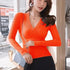 Unique Design All - Match Deep V Sweater Women Knitted Full Sleeve Pullovers Casual Slim Sweaters Female Elastic Cotton