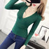 Unique Design All - Match Deep V Sweater Women Knitted Full Sleeve Pullovers Casual Slim Sweaters Female Elastic Cotton