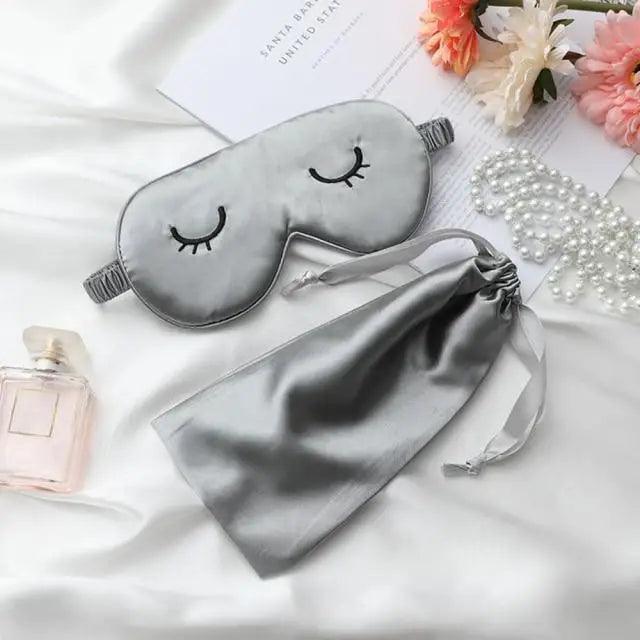 Unique Design Eyelash Embroidery Imitated Silk Sleeping Eye Masks Shading Patch Cover Blindfold With Adjustable Strap