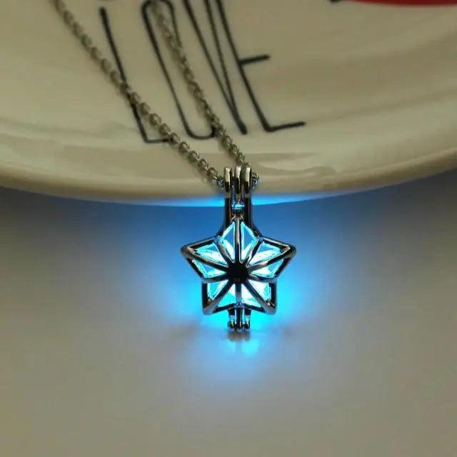 Unique Design Glowing Discoloration Moon Chain Necklace For Women And Girls Luminous Stone Pendant Necklaces