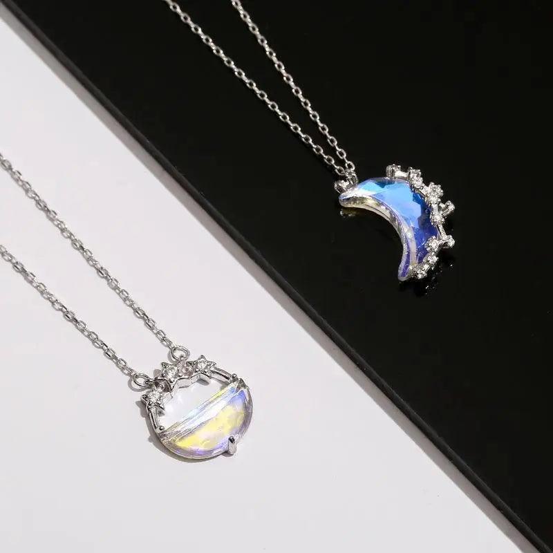 Unique Design Glowing Discoloration Moon Chain Necklace For Women And Girls Luminous Stone Pendant Necklaces