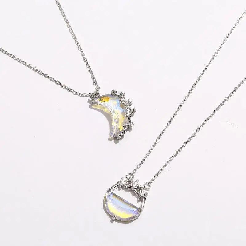 Unique Design Glowing Discoloration Moon Chain Necklace For Women And Girls Luminous Stone Pendant Necklaces