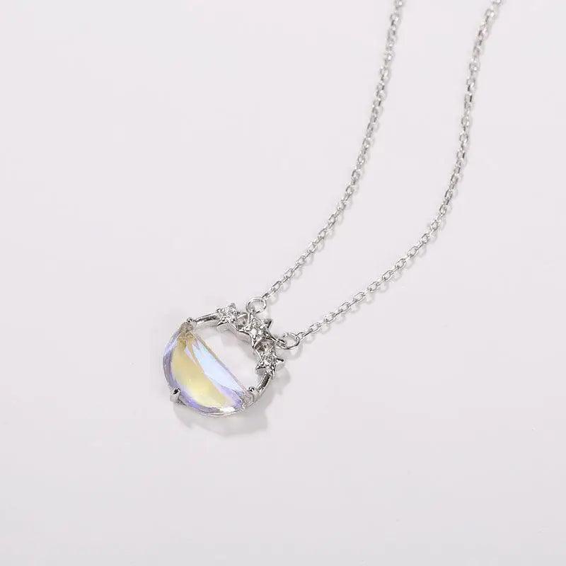 Unique Design Glowing Discoloration Moon Chain Necklace For Women And Girls Luminous Stone Pendant Necklaces