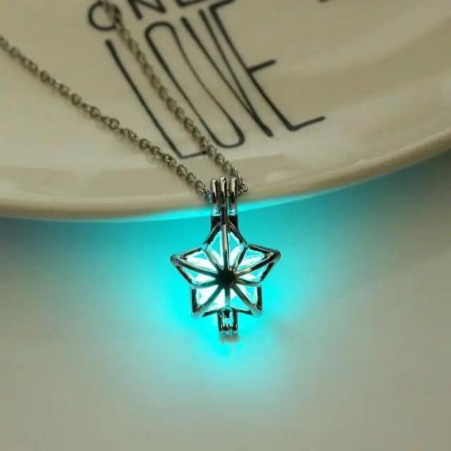 Unique Design Glowing Discoloration Moon Chain Necklace For Women And Girls Luminous Stone Pendant Necklaces