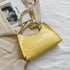 Unique Design Luxury Pattern Zipper Handbags With Stylish Texture Simple and Small Square Bags for Women - Yellow