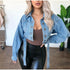 Unique Design Women’s Denim Cropped Jacket Female Pockets Hole Short Jean Jackets Ladies Fashionable Button Casual