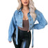 Unique Design Women’s Denim Cropped Jacket Female Pockets Hole Short Jean Jackets Ladies Fashionable Button Casual