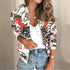 Unique Nature Design Women’s jackets Floral Printed Ladies Zipper Up Bomber Outwear Spring Long Sleeve Short Thin