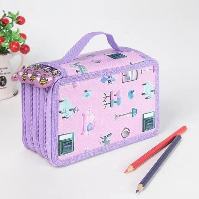 Unique Purple Cute Big 36/48/72 Holes Stationery Students Pencil Case High Quality Large Capacity Pencil Box - 4 Layer