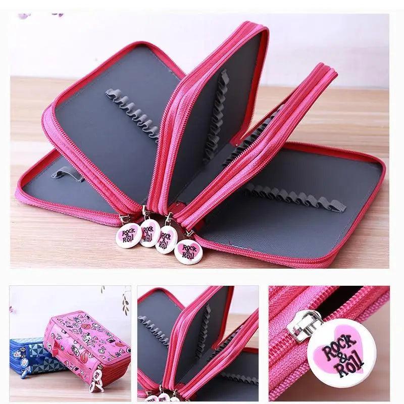 Unique Purple Cute Big 36/48/72 Holes Stationery Students Pencil Case High Quality Large Capacity Pencil Box