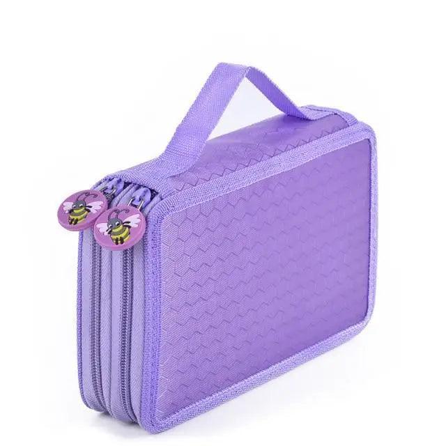 Unique Purple Cute Big 36/48/72 Holes Stationery Students Pencil Case High Quality Large Capacity Pencil Box - 2 Layer