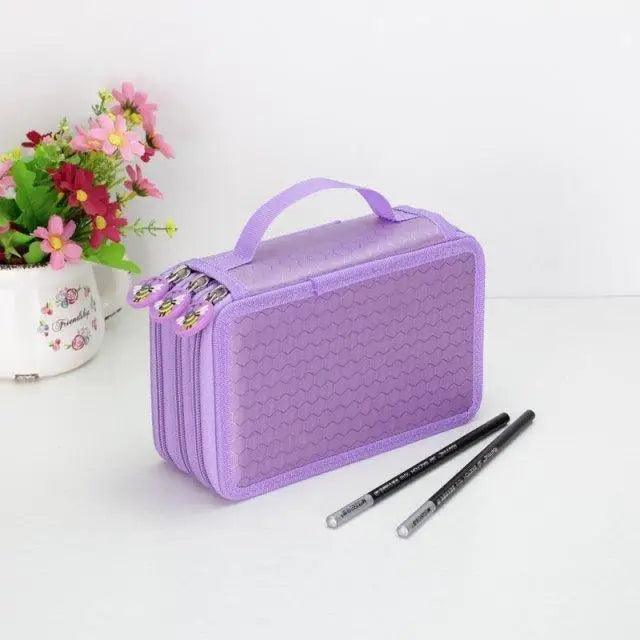 Unique Purple Cute Big 36/48/72 Holes Stationery Students Pencil Case High Quality Large Capacity Pencil Box - 3 Layer