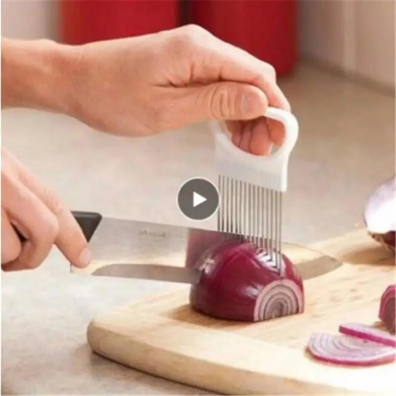 Unique Style 1PC Stainless Steel Onion Needle Onion Holder Handheld Simple Slicer Fruit Vegetable Cutter Potato Kitchen