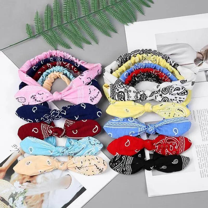 Unique Style Women’s Soft Solid Print Headbands Vintage Cross Knot Elastic Hairbands Bandanas Girls Hair Bands Hair