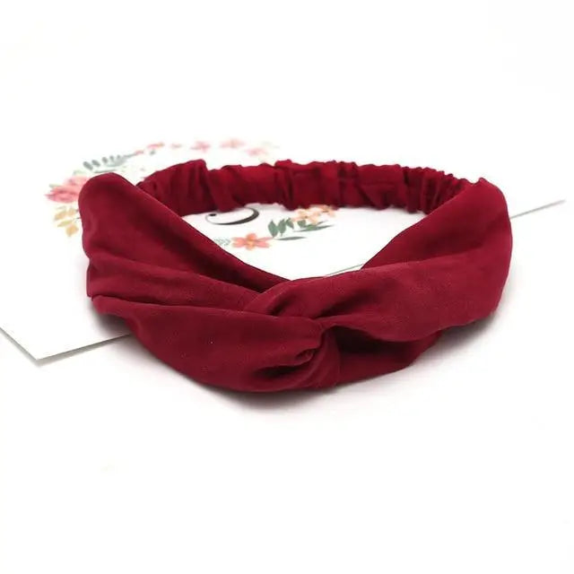 Unique Style Women’s Soft Solid Print Headbands Vintage Cross Knot Elastic Hairbands Bandanas Girls Hair Bands Hair