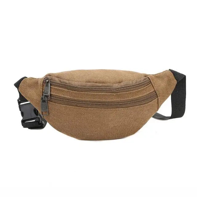 Unisex Casual Canvas Waist Bag Functional Comfortable Waist Bag Classic Waterproof Cross Body Traveling Bag - 4