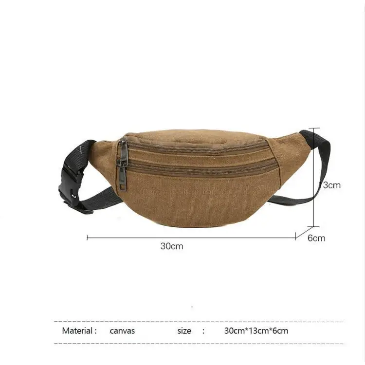 Unisex Casual Canvas Waist Bag Functional Comfortable Waist Bag Classic Waterproof Cross Body Traveling Bag