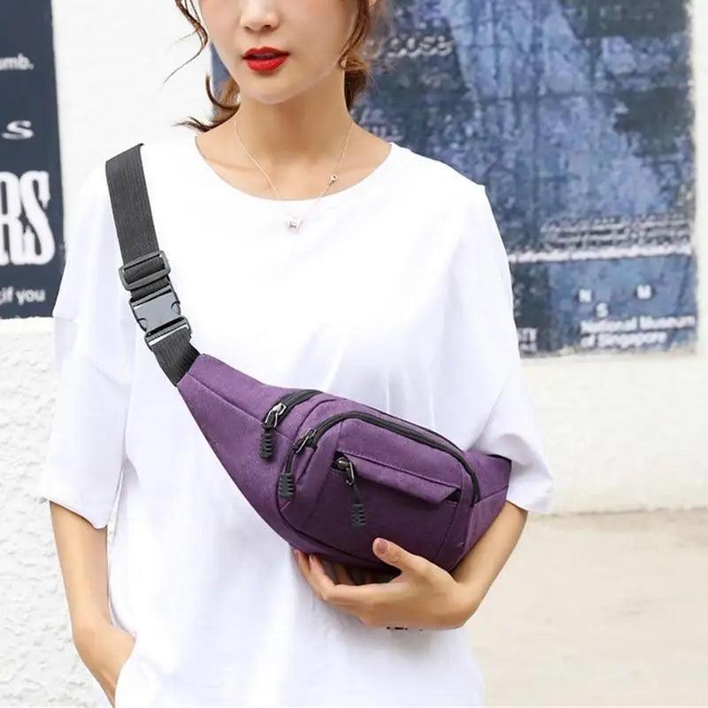 Unisex Casual Crossbody Women Waist Bag Retro Design Large Capacity Canvas Travel Adjustable Phone Bag Fanny Hip Bags