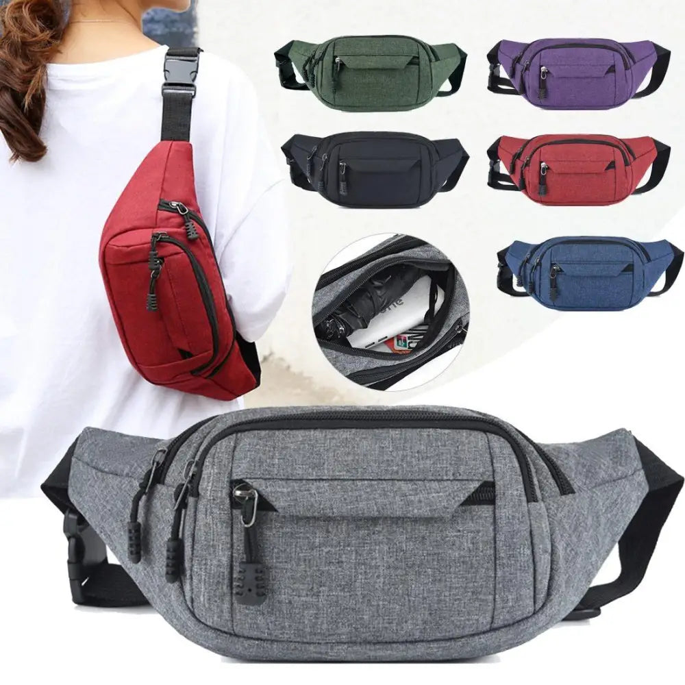 Unisex Casual Crossbody Women Waist Bag Retro Design Large Capacity Canvas Travel Adjustable Phone Bag Fanny Hip Bags