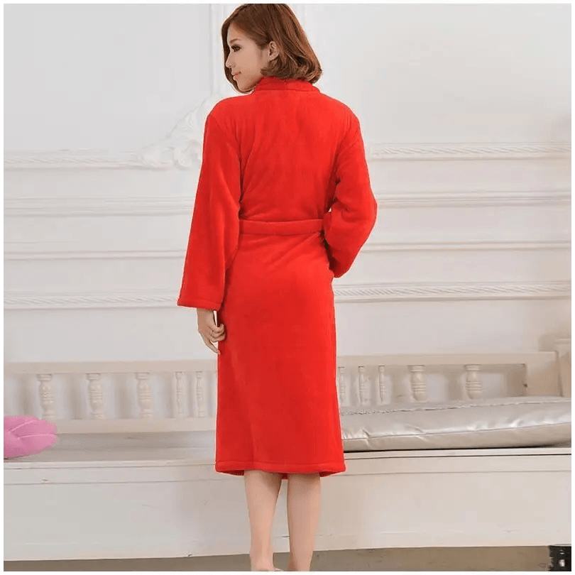 Unisex Comfortable Fleece Soft Bathrobes Elegant Sleepwear For Men And Women Winter Indoor Warm Bathrobe - STIL4875TEGDF