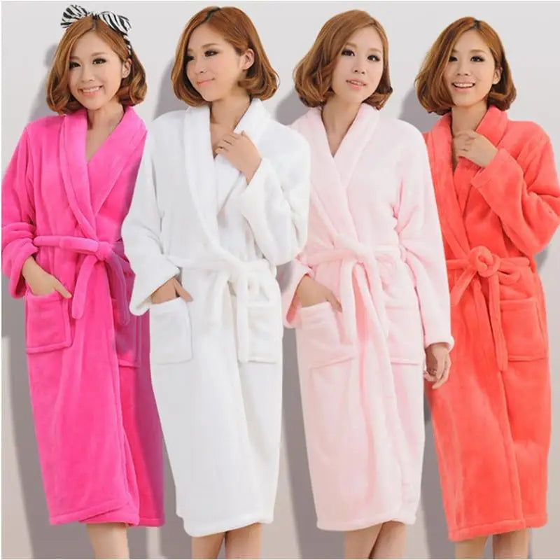 Unisex Comfortable Fleece Soft Bathrobes Elegant Sleepwear For Men And Women Winter Indoor Warm Bathrobe - STIL4875TEGDF