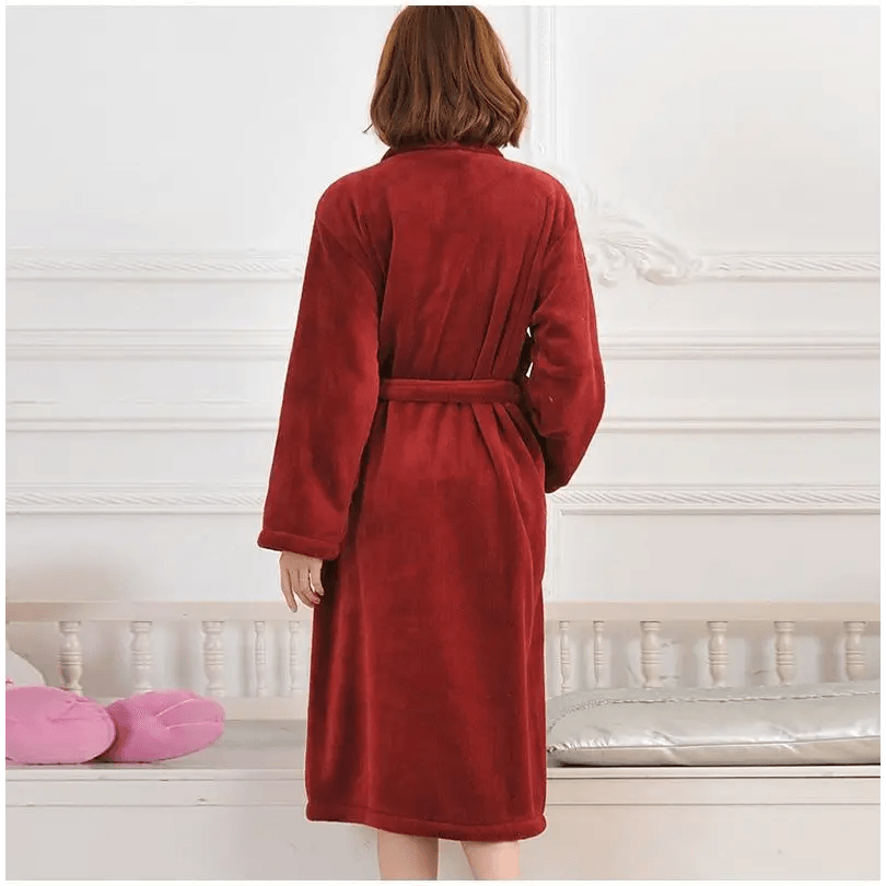 Unisex Comfortable Fleece Soft Bathrobes Elegant Sleepwear For Men And Women Winter Indoor Warm Bathrobe - STIL4875TEGDF