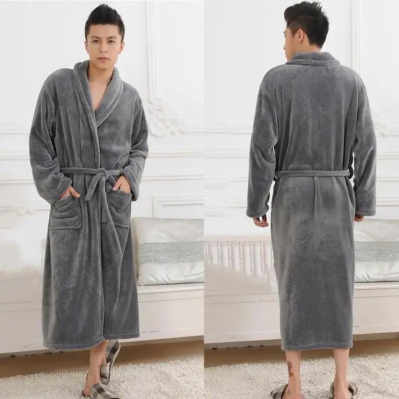 Unisex Comfortable Fleece Soft Bathrobes Elegant Sleepwear For Men And Women Winter Indoor Warm Bathrobe - STIL4875TEGDF