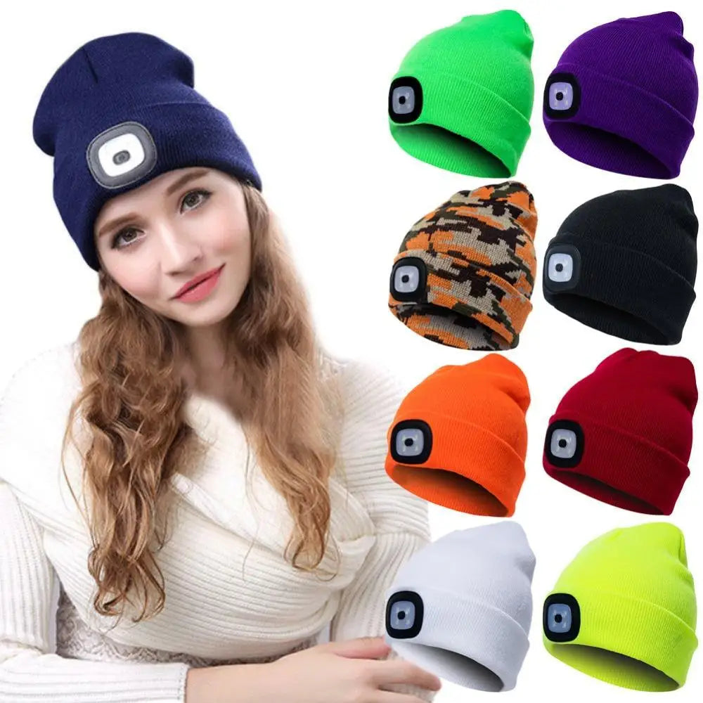 Unisex Fashion LED Light Knitted Hat For Men Women Trendy Elastic Beanie Cap Headlamp Winter Knit Lighted Headlight Headlamp Cap - STEVVEX Fashion - 706, adjustable beanies, adjustable caps, autumn caps, autumn hats, beanies, caps, comfortable bath floor mat, comfortable caps, cycling caps, elastic caps, hats, hiking caps, knitted caps, LED beanies, LED caps, LED hats, soft beanies, soft caps, winter beanies, winter caps, winter hats - Stevvex.com