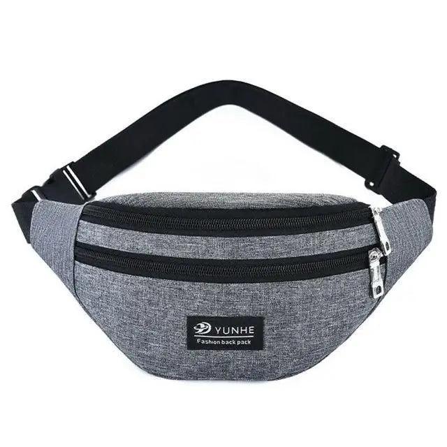 Unisex Retro Fanny Pack Unique Design Waist Bag Adjustable Belt Waterproof Travel Bag Sports Chest Bag - Grey