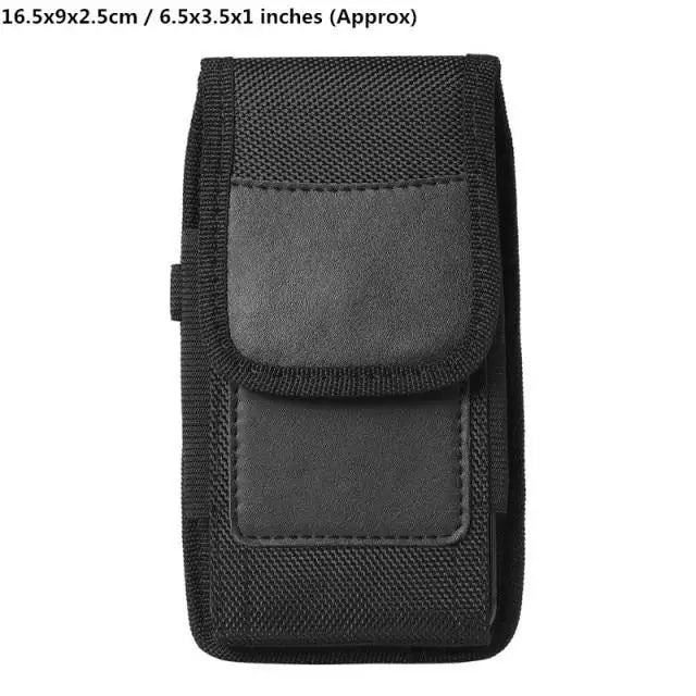 Unisex Simple Black Design Men Small Cell Phone Holster Storage Waist Fanny Pack Zipper Storage Credit Card Holder - XL