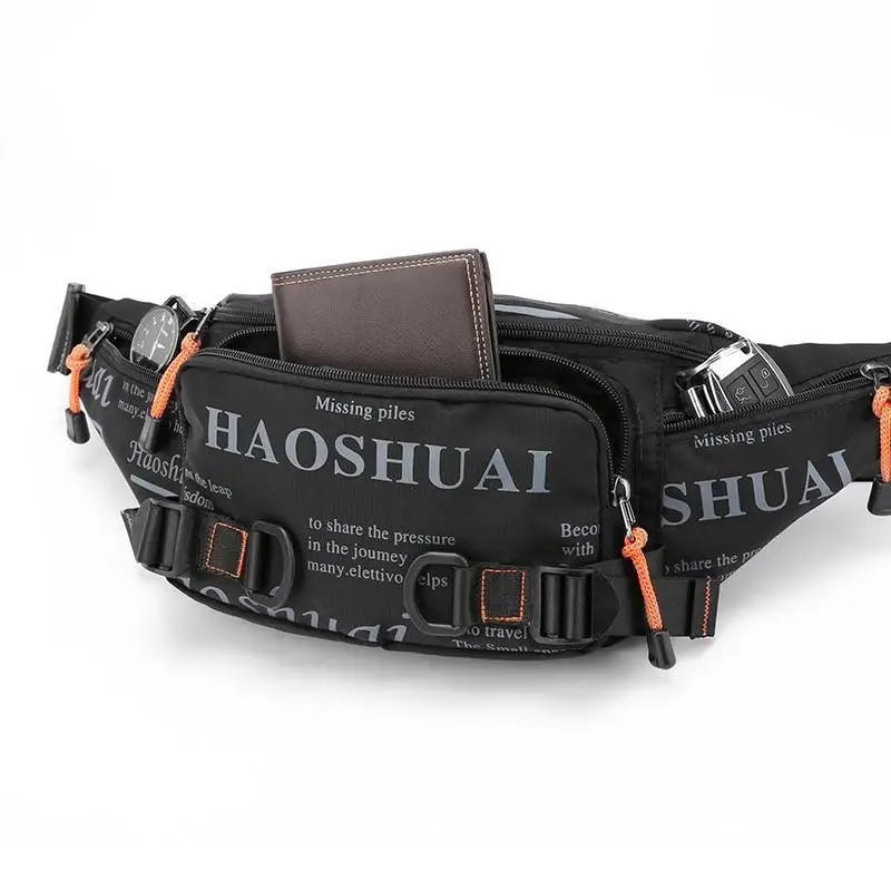 Unisex Stylish Multiple Pockets Fanny Pack Men Waist Packs Travel Adjustable Waist Band Outdoor Portable Modern Fanny