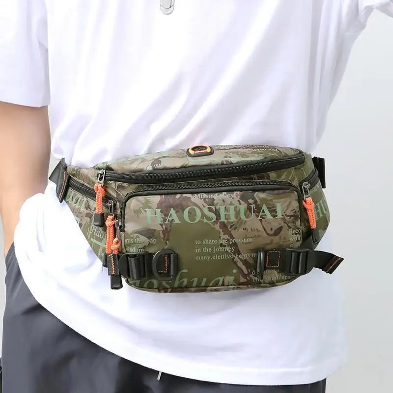 Unisex Stylish Multiple Pockets Fanny Pack Men Waist Packs Travel Adjustable Waist Band Outdoor Portable Modern Fanny