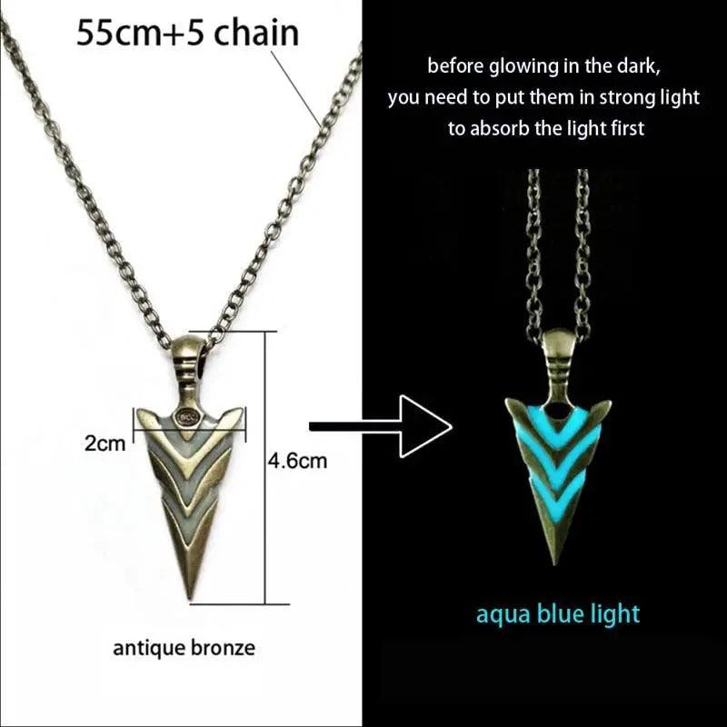 Unisex Vintage Glowing Arrow Necklace Glow In The Dark Necklaces For Women Men Excellent Gift Unique Design - STEVVEX Jewelry - 723, Arrow Necklace, Elegant Necklace, Glowing Arrow Necklace, Glowing Jewelry, Glowing Necklace, Jewelry, Luxury Necklace, Men Necklace, Necklace, Necklaces, Pendant Necklaces, Unisex Necklace, Unisex Necklaces, Vintage Glowing Arrow Necklace, Vintage Glowing Necklace, Vintage Necklace, Vintage Necklaces, Woman Necklace, Woman Pendant Necklaces - Stevvex.com