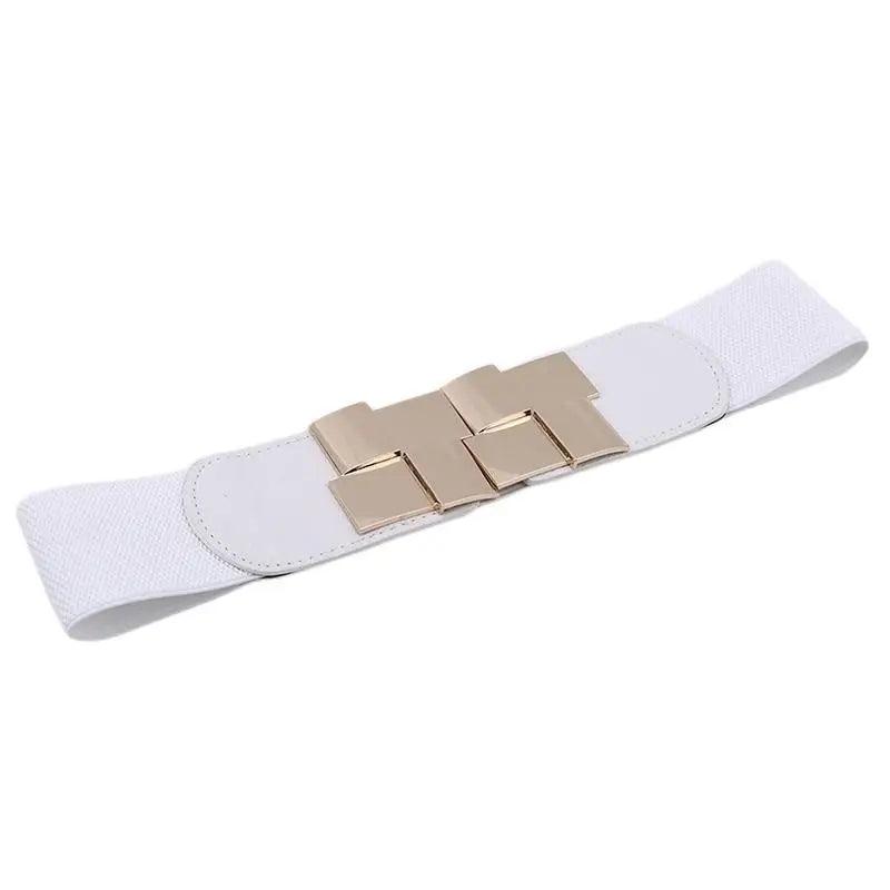 Vintage Black Square Elastic Buckle Belts Elegant Design High Quality Party Dress Waist Belt Cute Women Gift