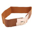 Vintage Black Square Elastic Buckle Belts Elegant Design High Quality Party Dress Waist Belt Cute Women Gift - Brown