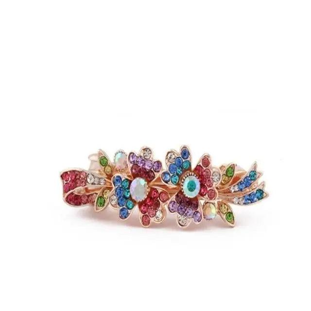 Vintage Crystal Hair Clip Elegant Design Barrettes Butterfly Spring Hair Barrettes Clip For Women Charming Flower Hair