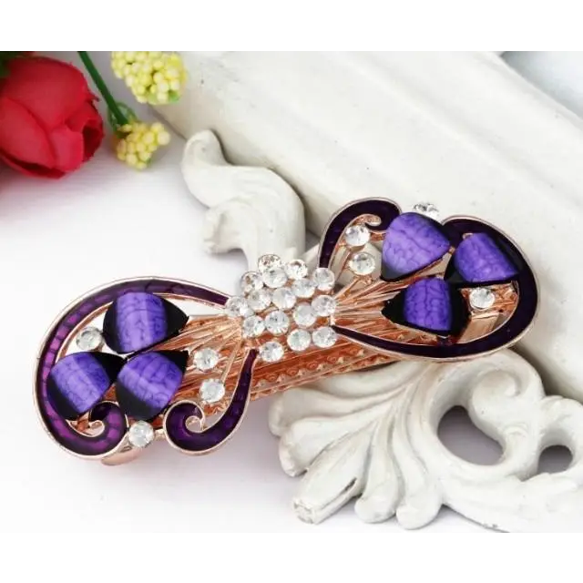 Vintage Crystal Hair Clip Elegant Design Barrettes Butterfly Spring Hair Barrettes Clip For Women Charming Flower Hair