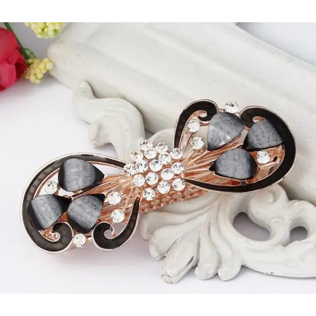 Vintage Crystal Hair Clip Elegant Design Barrettes Butterfly Spring Hair Barrettes Clip For Women Charming Flower Hair