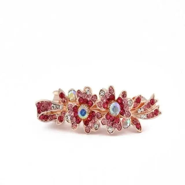 Vintage Crystal Hair Clip Elegant Design Barrettes Butterfly Spring Hair Barrettes Clip For Women Charming Flower Hair