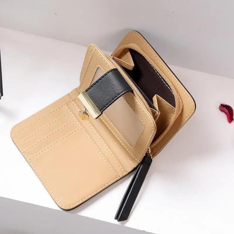 Vintage PU Leather Short Wallets Leaf Design Fashion Purse For Women Elegant Ladies Cute Zipper Purses Card Holders