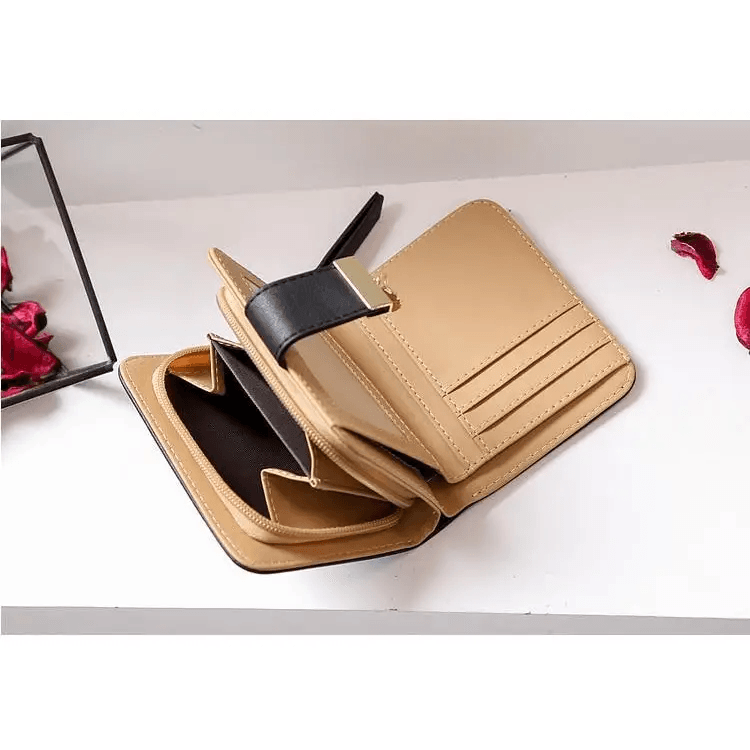 Vintage PU Leather Short Wallets Leaf Design Fashion Purse For Women Elegant Ladies Cute Zipper Purses Card Holders